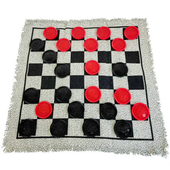 Yuanhe giant 3-in-1 checkers set on a sturdy rug for family fun.