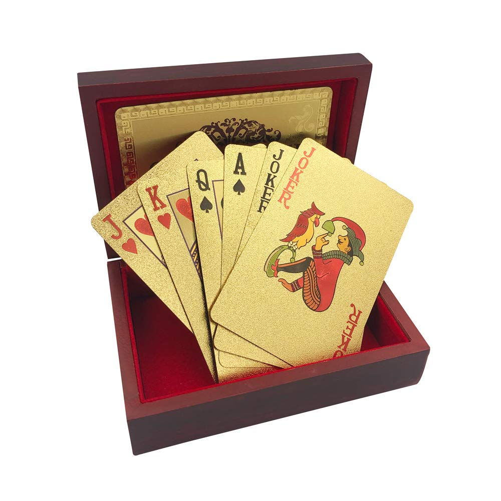 Yuanhe Gold Deck of 52 cards with jokers and certificate card, ideal for poker