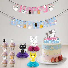 Yuanqichuanglian cat cake topper marks the cake centerpiece