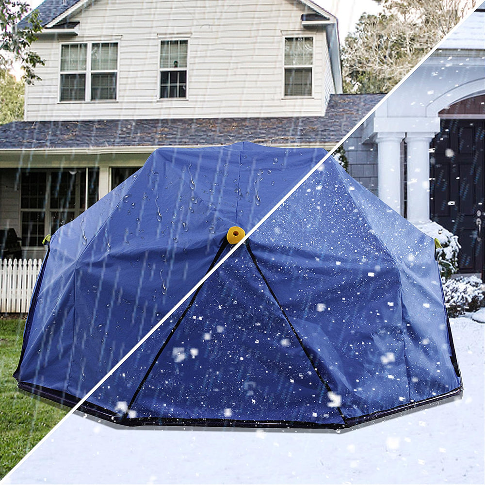 YuAnWe 10ft dome canopy installation demonstrating quick, tool-free setup