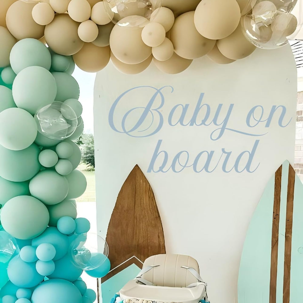 YUANY Baby On Board decal enhances visibility on smooth surfaces for baby shower greetings.