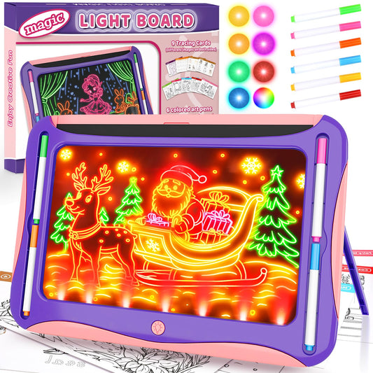YUBALEER magic LED drawing board with 9 tracing cards for bright learning