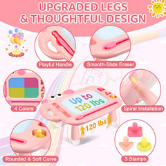 YUBALEER magnetic pen attached for mess-free drawing and quick erasing.