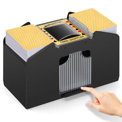 YUCEEN automatic card shuffler front view showing quick one-hand operation