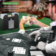 YUCEEN shuffler tray and decks showing easy multi-deck handling for poker nights.