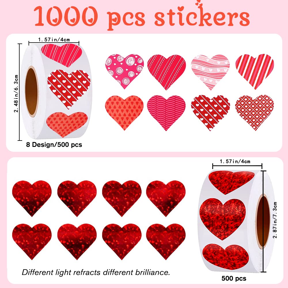 YUJUN glossy laser-paper heart stickers add shine to envelopes.