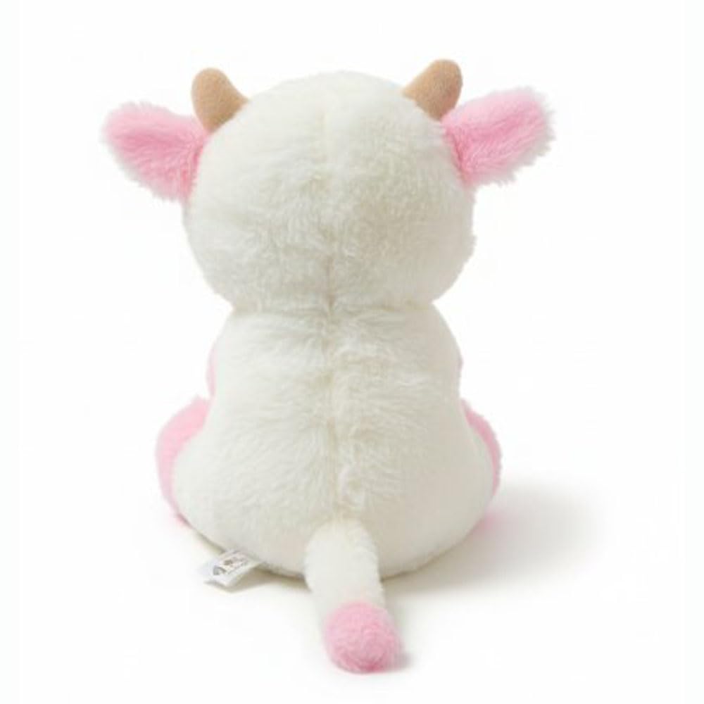 Child hugs YUKOUQIAN cow plush 8inch in light pink during play