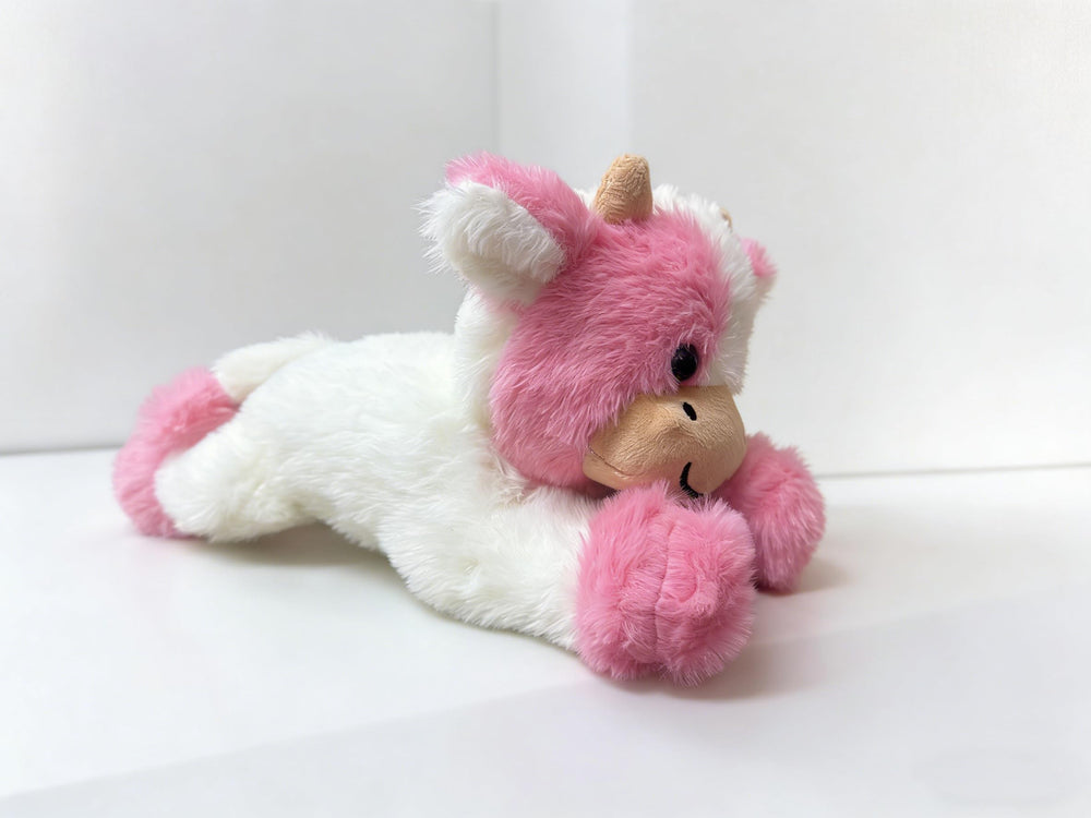 YUKOUQIAN cow plush shown as bedtime companion for kids