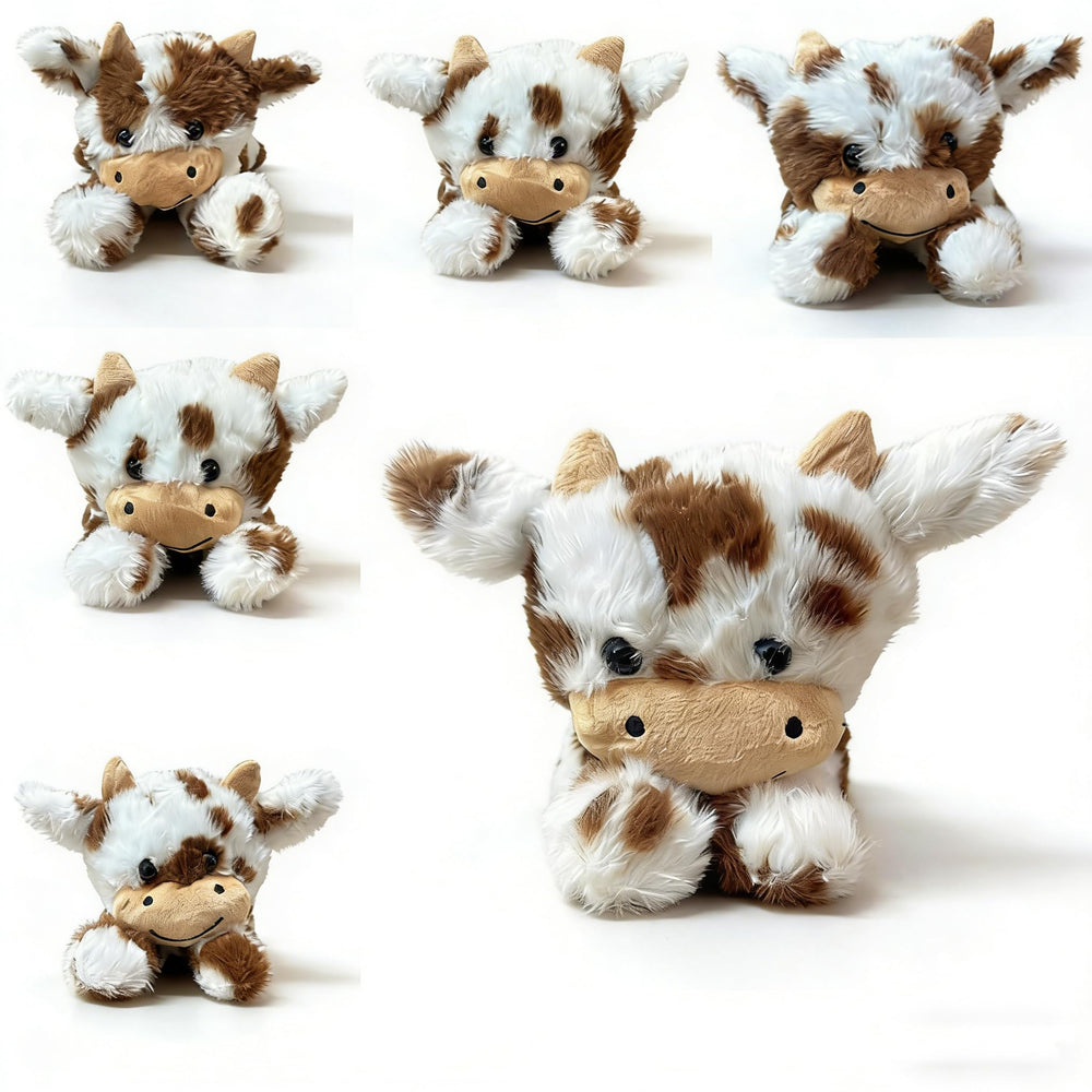 YUKOUQIAN cow plush with soft-fabric closeup showcases a cuddly texture for cozy hugs.