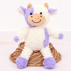 YUKOUQIAN cow plush on bed with soft fabric for hugs.