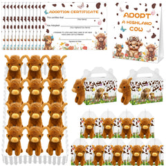 Yuminefeety Highland cow plush 12-pack for festive party favors and decor.