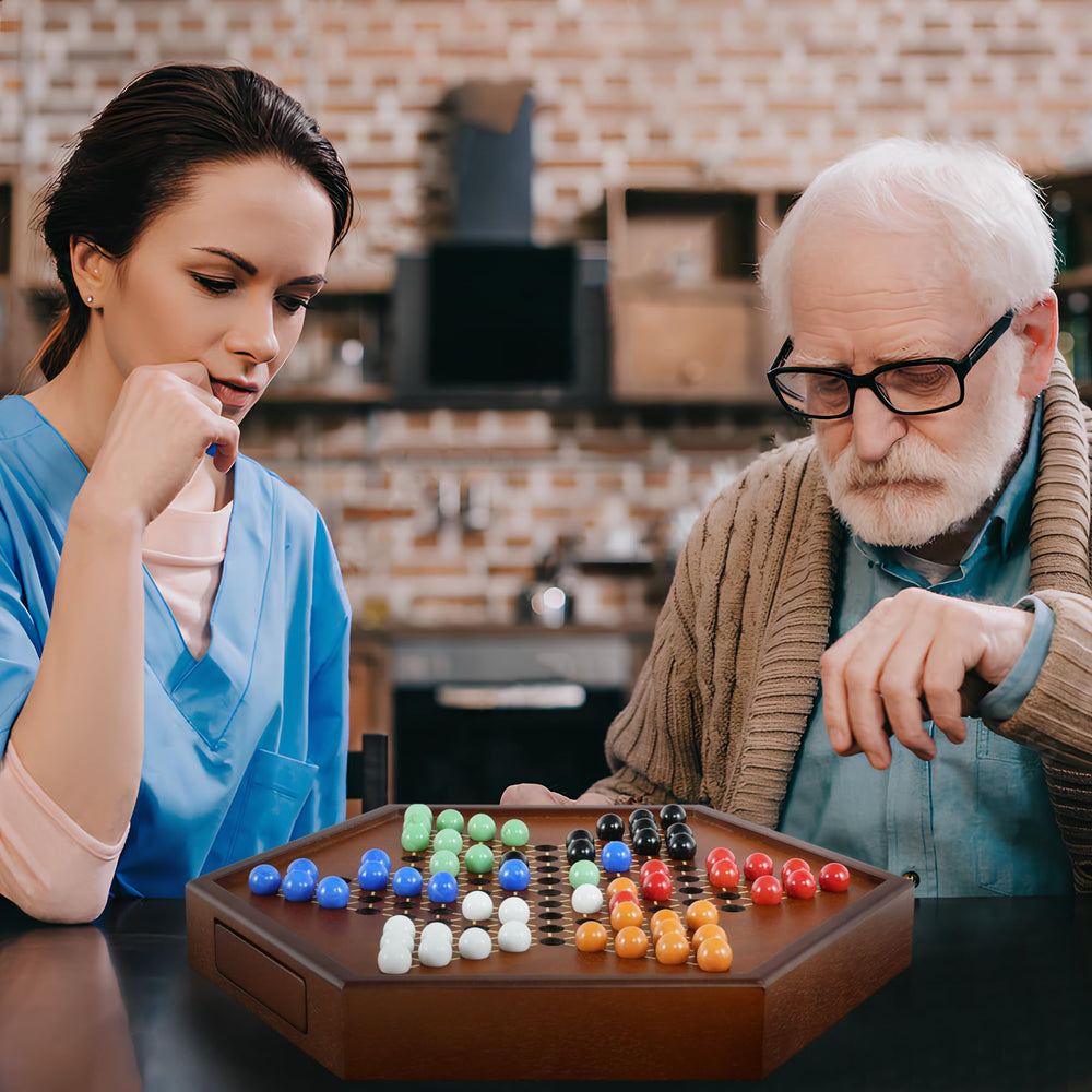 YUN RUI Chinese Checkers supports 2 to 6 players for family fun.