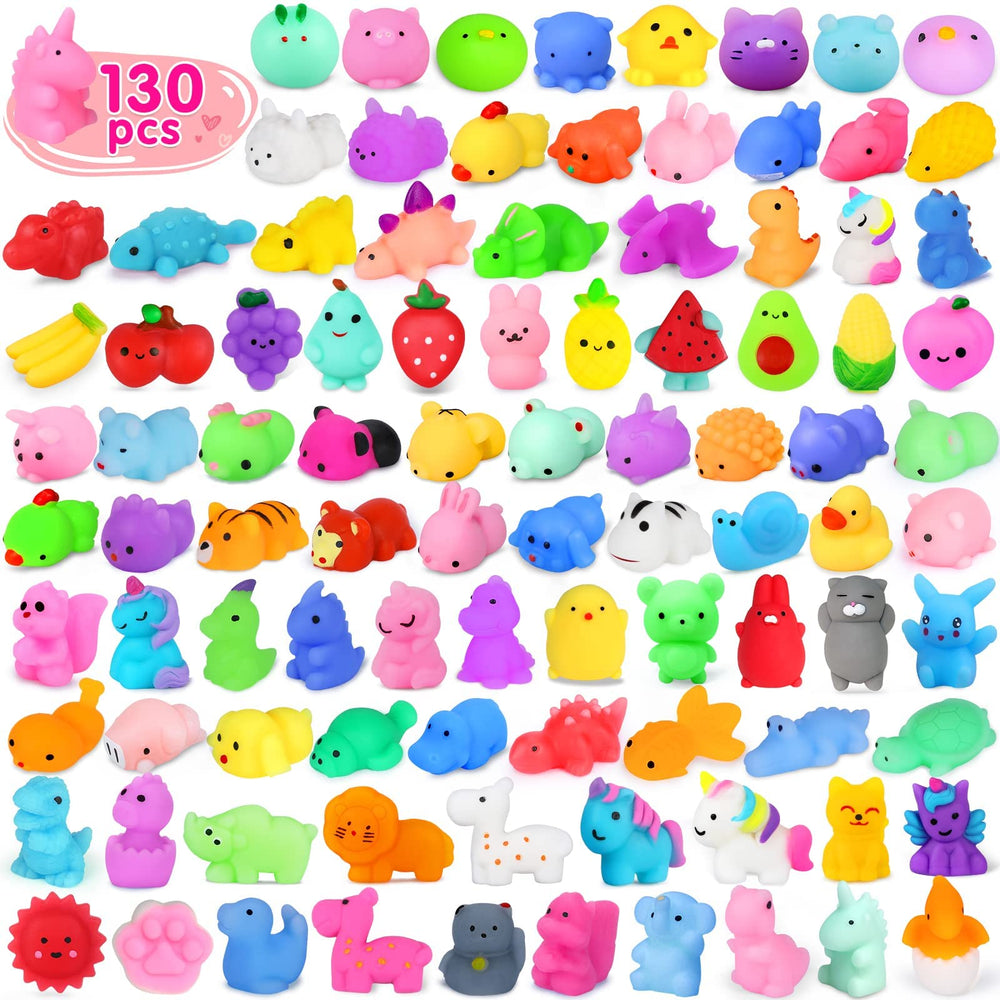 Yunaking 130pcs squishies set offers diverse designs for shared fun and party favors