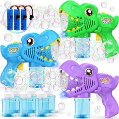 Yunaking 3 Bubble Guns in green-blue-purple for vibrant outdoor play