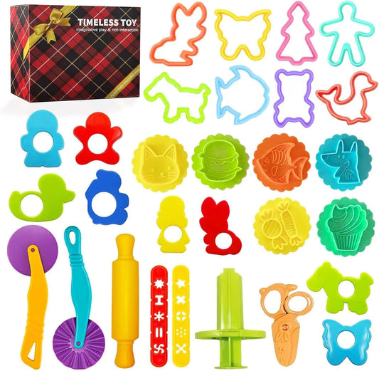 Yunerkita dough tool set box with vibrant shapes and colors for creative play