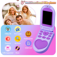 YUNIBRIX purple flip phone toy open design for easy hands-on pretend conversations