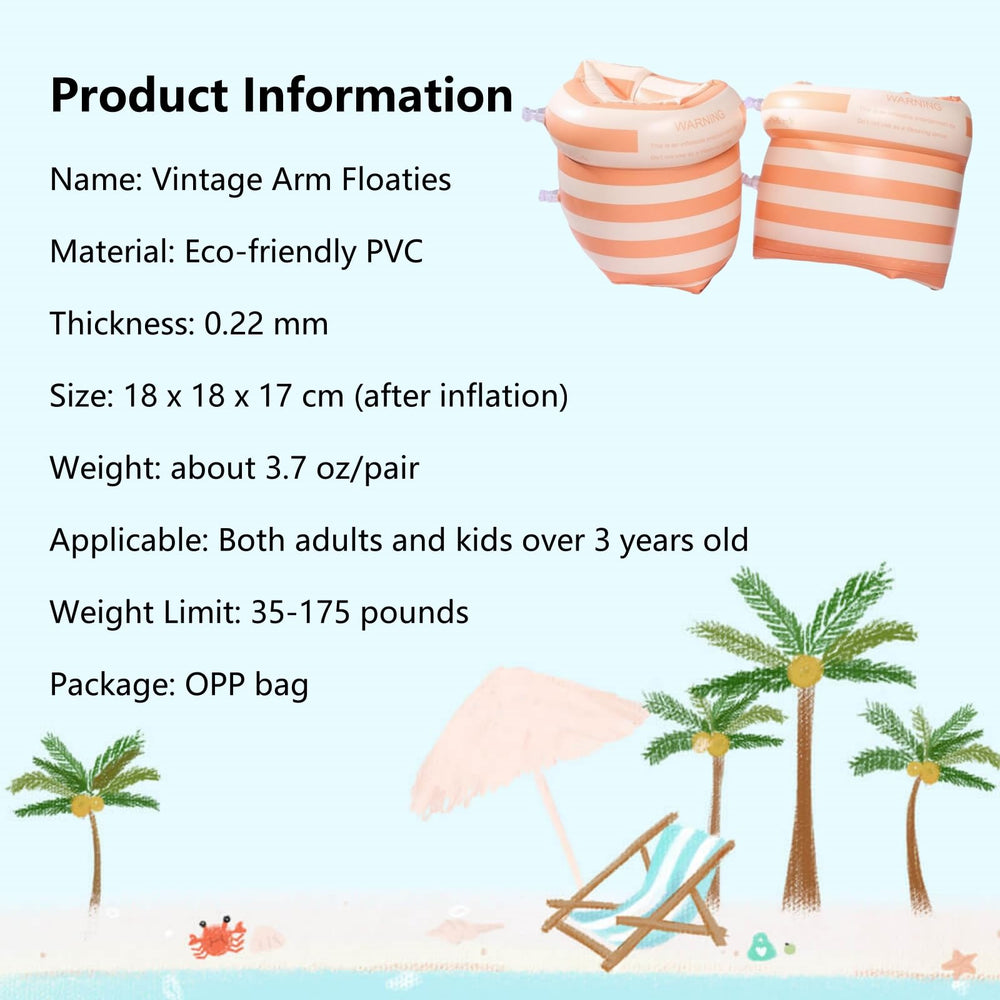 YUNLOVXEE kids wearing vintage stripe arm floaties provide secure buoyancy