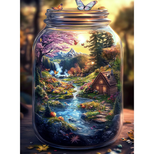 Yunlus World in a Bottle Nature's Dream puzzle scene enhances relaxed focus during puzzling.