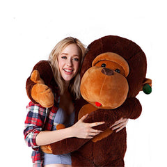 YunNasi large stuffed monkey close-up fur texture, ultra-soft for comforting hugs