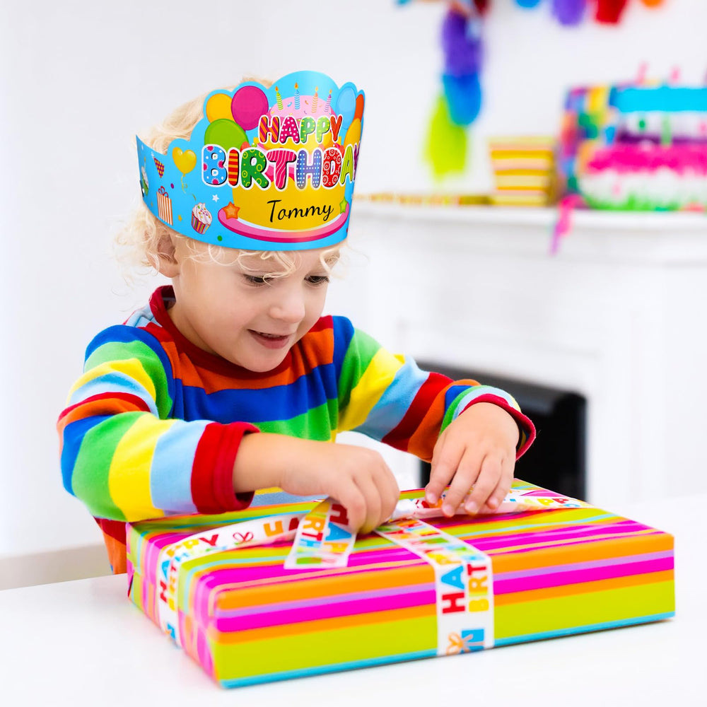 Yunsailing kids wearing blue crowns, adds festive flair to birthdays and classrooms.