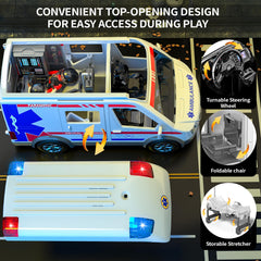 YunWings ambulance toy open-roof design enables easy access during play