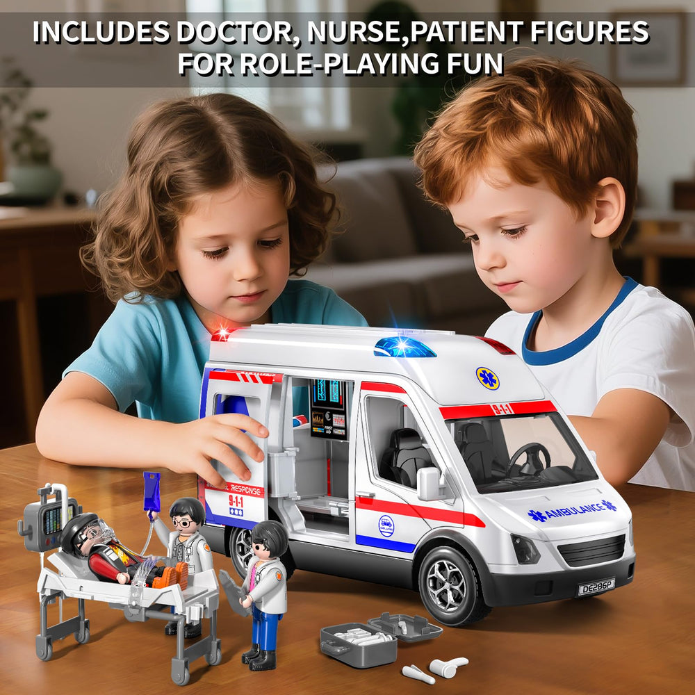 YunWings ambulance toy stretcher and accessories support realistic rescue scenes