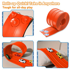 YUOIOYU 1/64-scale cars racing on the track demonstrates compatibility and speed.