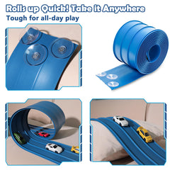 YUOIOYU 3-Lane Race Track ready for action with 1/64 scale cars.