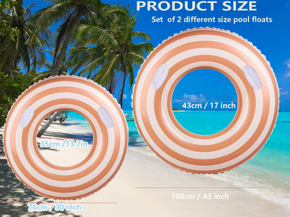 Yuokwer 30-inch orange-striped pool float compact for lighter lounging
