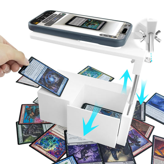 YupeTryp MTG Card Scanner base with slanted tray enabling rapid card intake for fast scans.