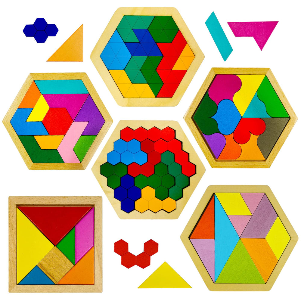YUQILIN wooden tangrams set with colorful shapes boosts early pattern recognition