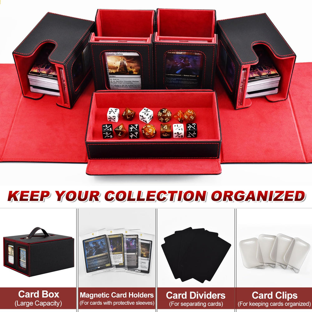 Four Yuunaie magnetic card holders securing decks neatly.