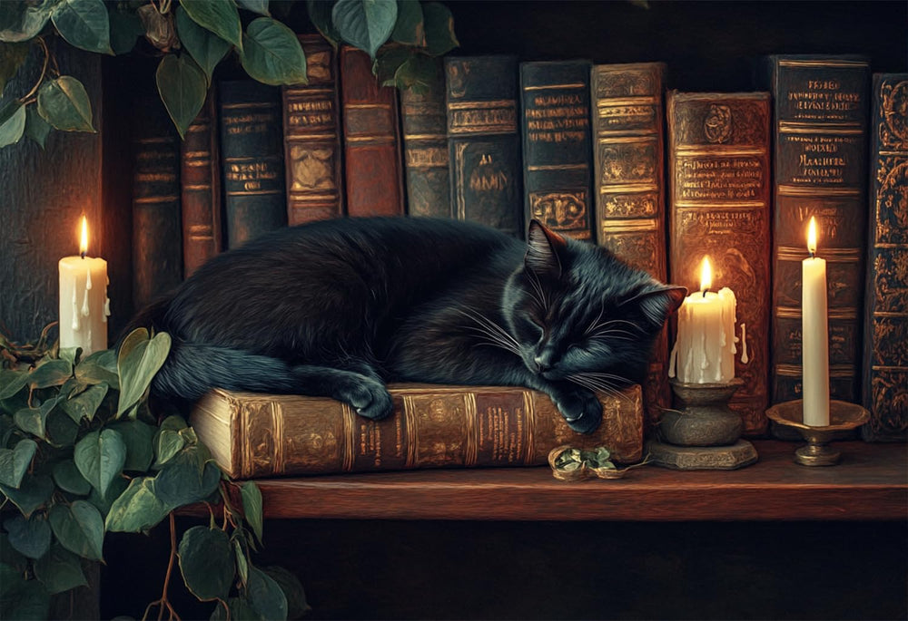Yuwvewv wooden puzzle featuring a black cat on a bookshelf for calm, focused downtime.