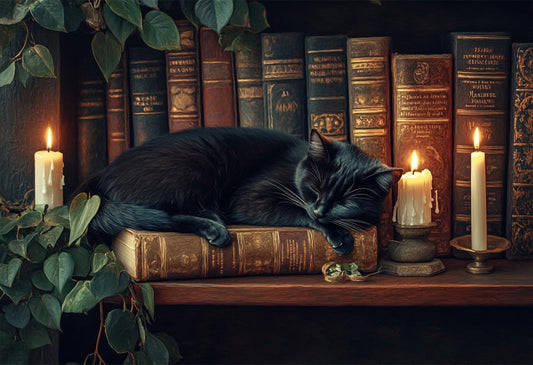 Yuwvewv wooden puzzle featuring a black cat on a bookshelf for calm, focused downtime.