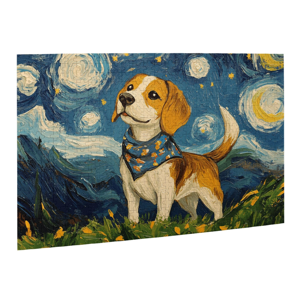 Yuwvewv moonlit sky scene puzzle, beagle gaze centerpiece, perfect for mindful breaks.