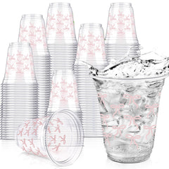 Yuxung pink bow cups 12 oz for festive beverages at parties.