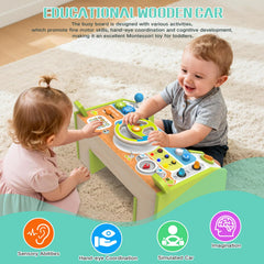Yuyctwg Montessori Car Busy Board gears and knobs promote tactile problem-solving.