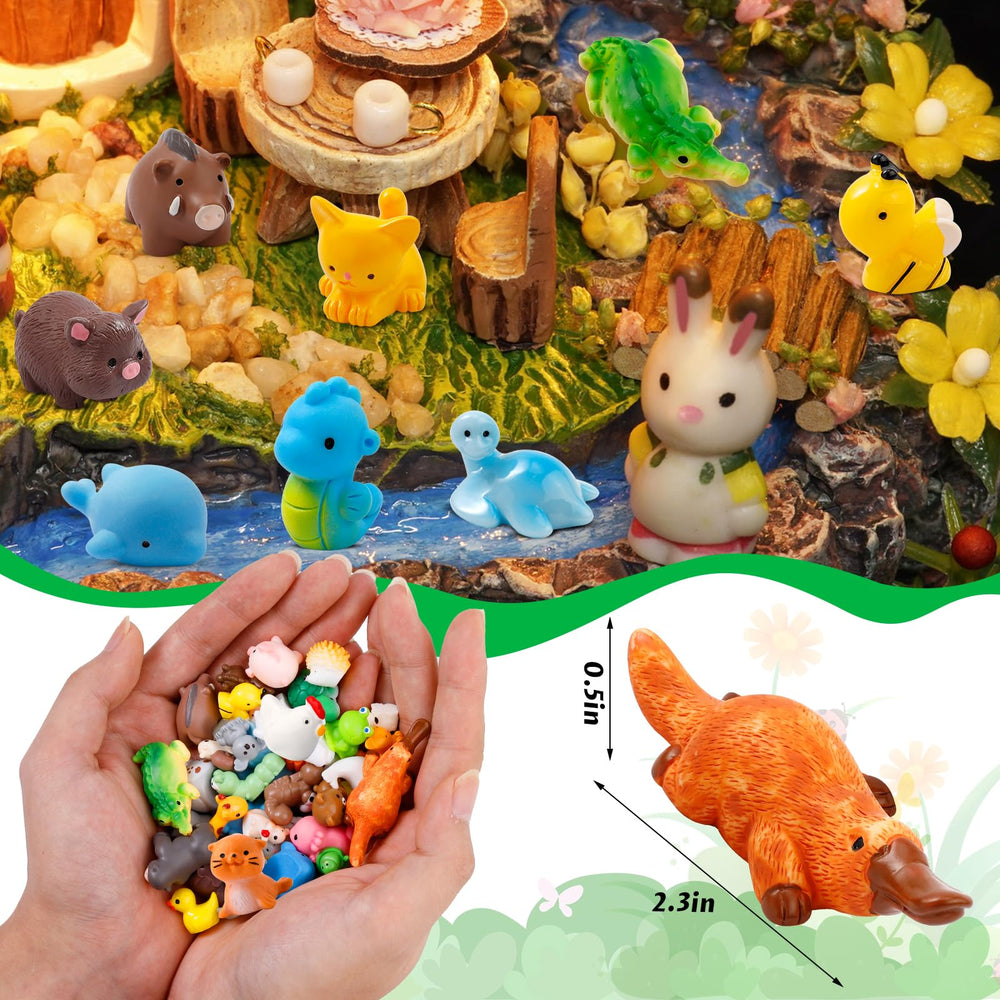 Ywevyezc 42-piece mini resin animals variety 02, great for dollhouse accessories.