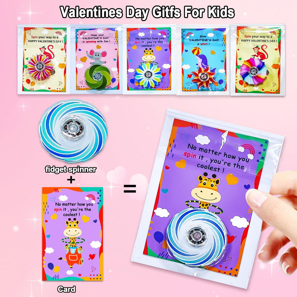 YXOTJHS classroom valentines card featuring spinner, 24-pack for easy distribution