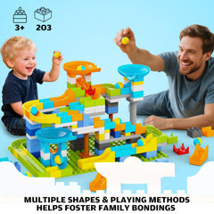 YY LANDTOYS 3in1 track configurations invite varied marble routes and problem-solving.