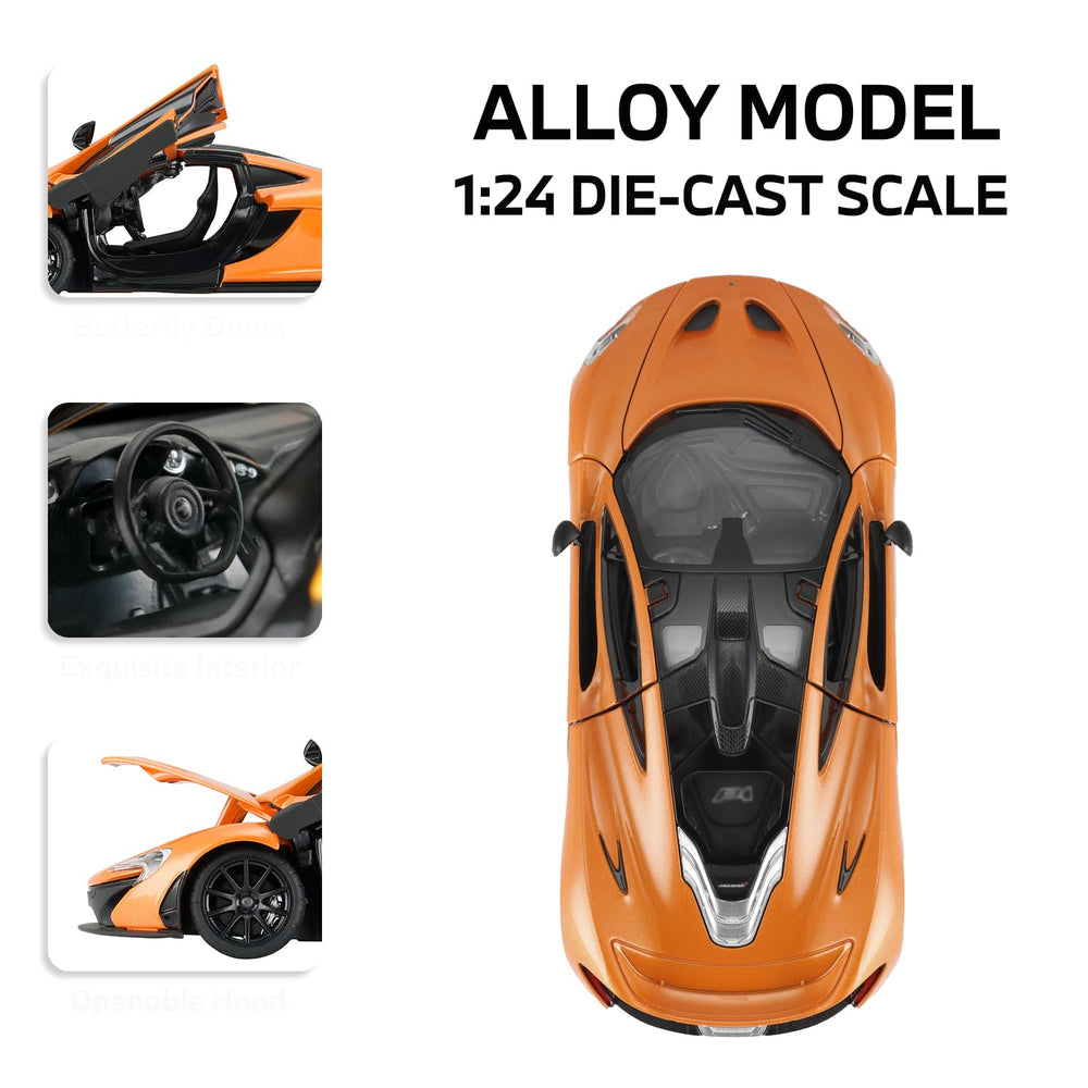YYC Mclaren P1 1:24 diecast with open door invites interactive play and inspection.