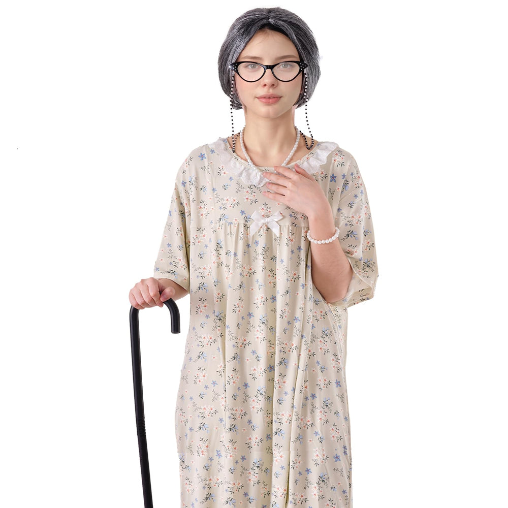 Yymobt granny wig for realistic retro look and comfortable wear.