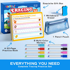 YySiRui tracing workbooks for kids 3-5 highlighting alphabet practice and problem solving.