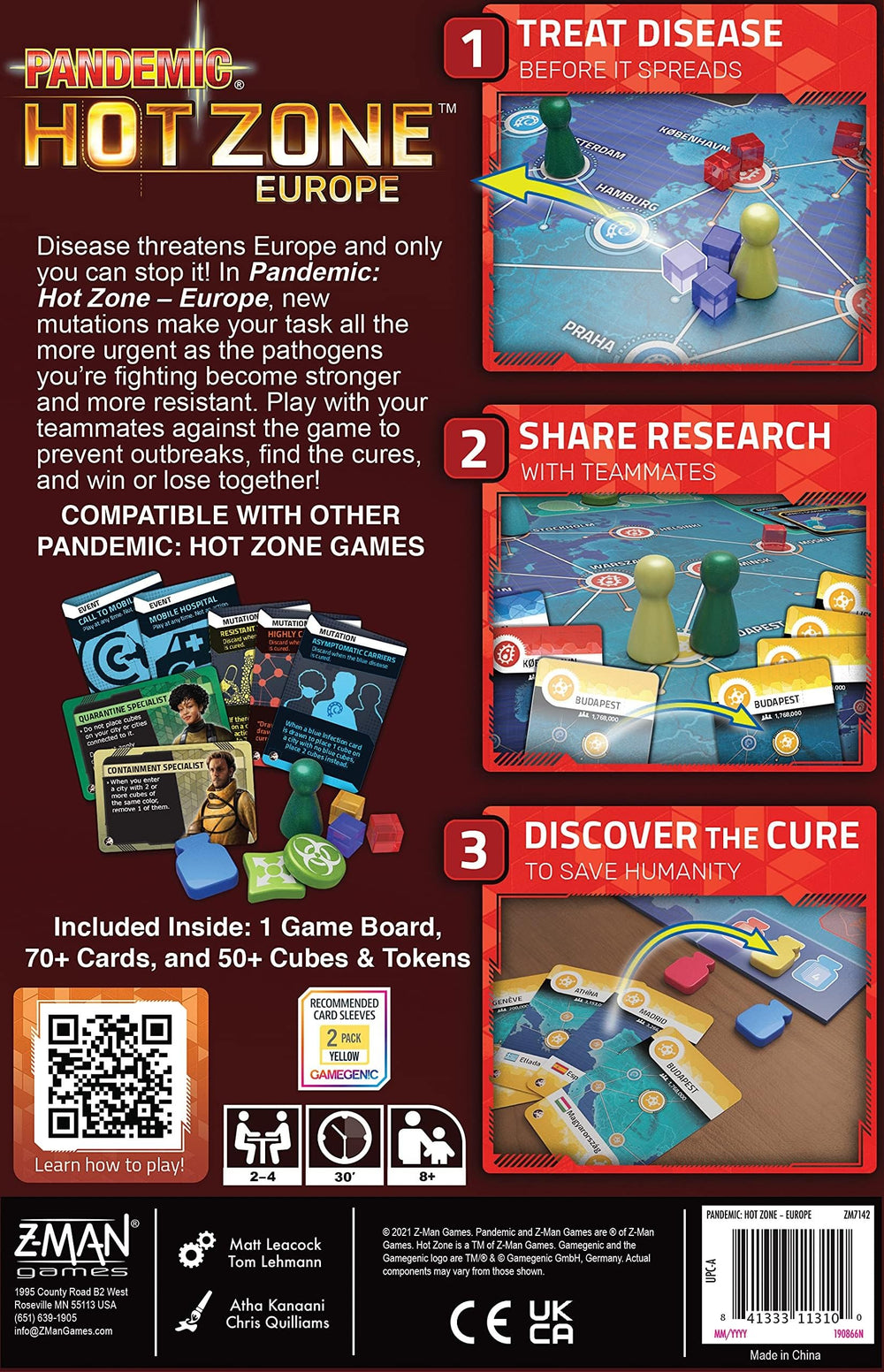 Z-Man Games Pandemic Hot Zone Europe 2-4 players setup for family nights