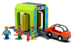 Z MAYABBO wooden train car washer station for imaginative track play