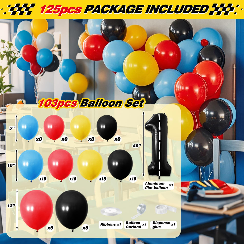 Z1juce Fast One balloon box centerpiece for bold party decor