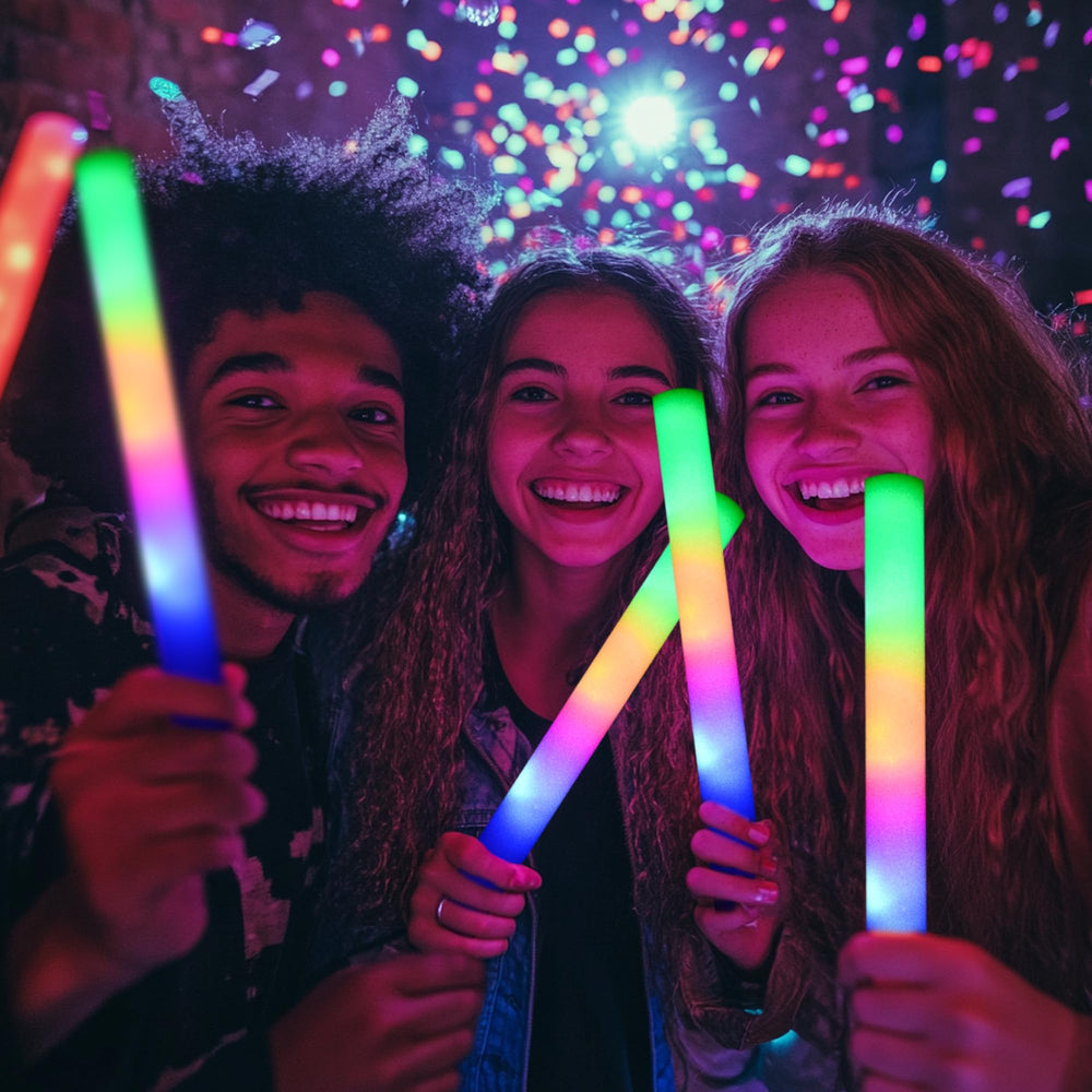 Zaaaslsm foam glow stick 3 modes blue red green for dynamic party lighting.