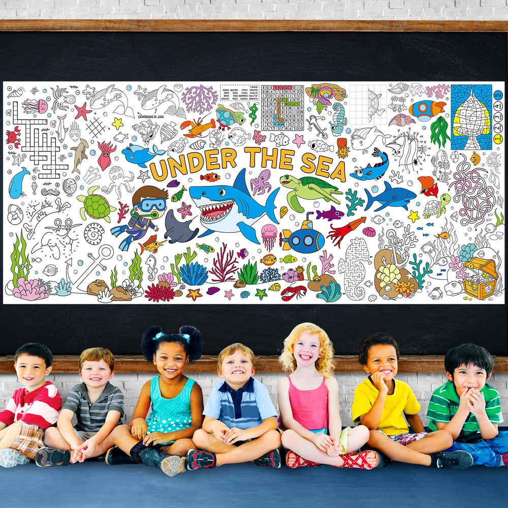 Zachely color-in poster doubles as a tablecloth.