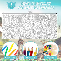 Zachely dinosaur tablecloth poster doubles as a playful backdrop.