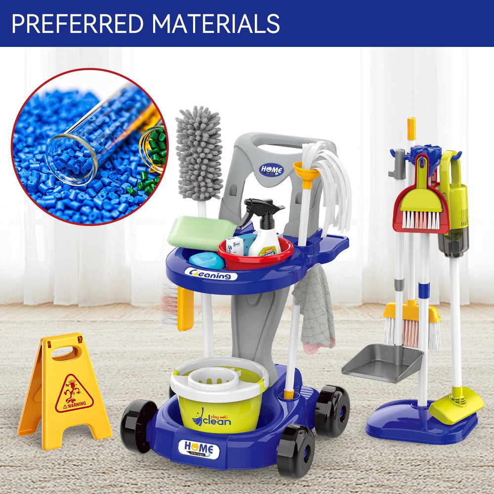 Zaddgiuuy cleaning cart holds tools for organized, immersive pretend housework